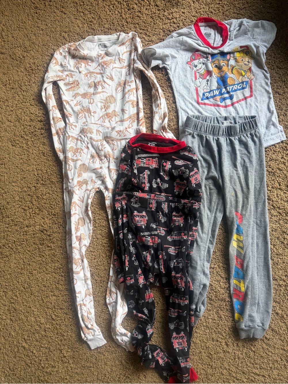 Kids pajama bundle  Paw patrol  and Red Kids Pajama Set with Character Top